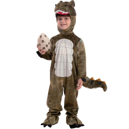 Kids Dinosaur Costume Baby T-rex Onesie Hood and Bootie 3pcs Set Realistic Dino Outfit