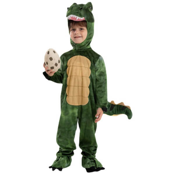 Kids Dinosaur Costume Baby T-rex Onesie Hood and Bootie 3pcs Set Realistic Dino Outfit