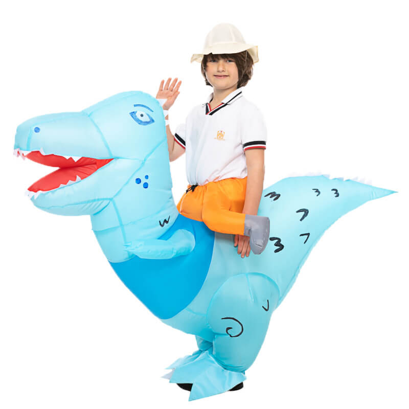 Kids Inflatable Dinosaur Costume Riding Blow Up Dino Costume Funny Halloween Cosplay Outfit for Dress Up