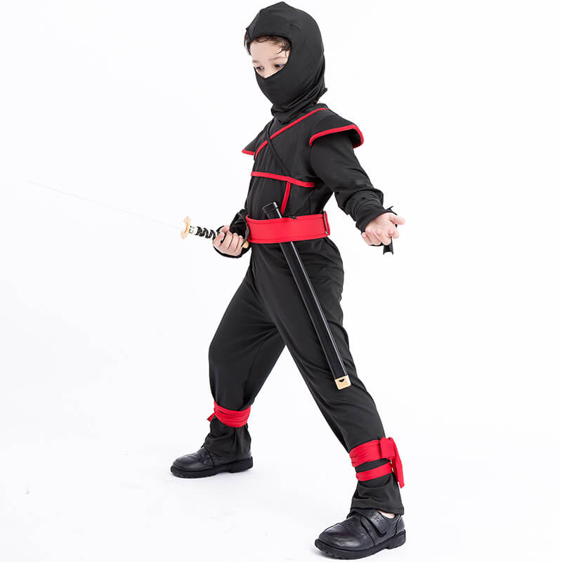 Kids Ninja Costume Black Outfit for Halloween Dress Up Party 2-8T