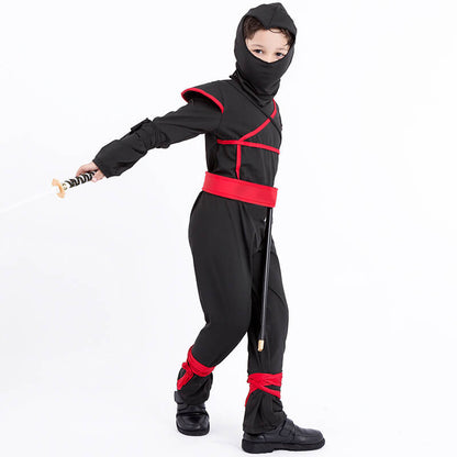 Kids Ninja Costume Black Outfit for Halloween Dress Up Party 2-8T