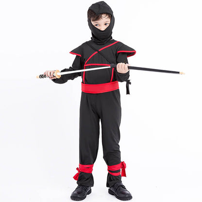 Kids Ninja Costume Black Outfit for Halloween Dress Up Party 2-8T