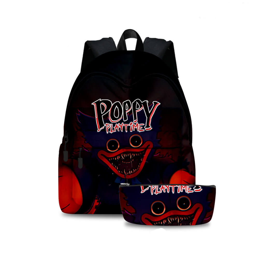 2Pcs Poppy Playtime Backpack Set Huggy Wuggy School Bookbag and Pencil-case
