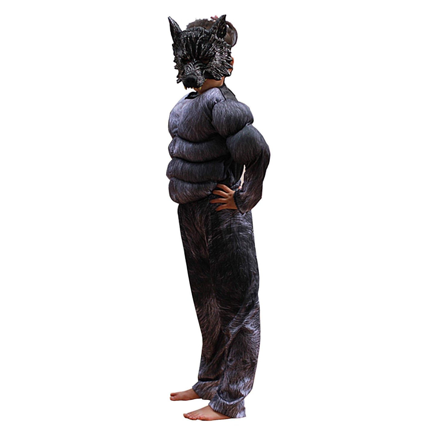 Child Muscle Wolf Suits Werewolf Costume with Mask for Boys Kids Halloween Monster Dress up