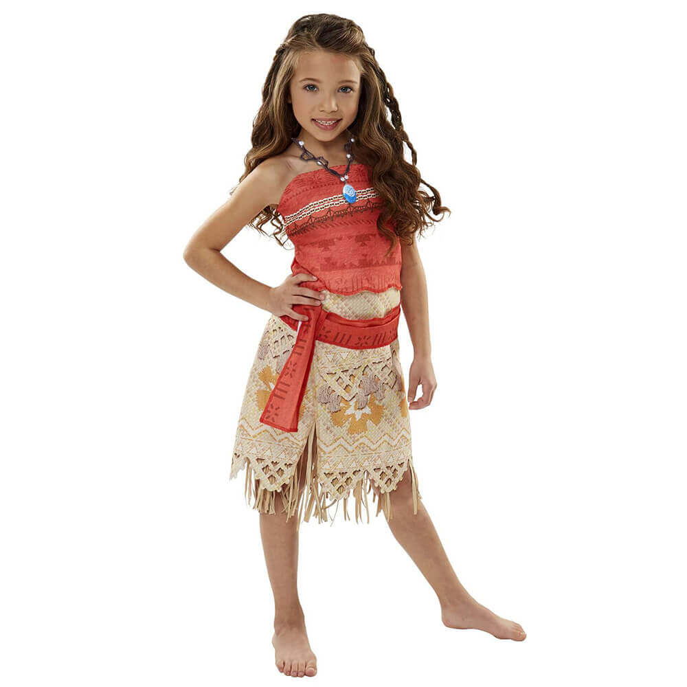 Moana Costume Adult and Kids Polynesian Princess Cosplay Dress with Necklace