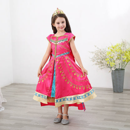 Role Playing Dress For Girls Kids Princess Costume Children Dress Up Halloween Party Outfits With Cloak