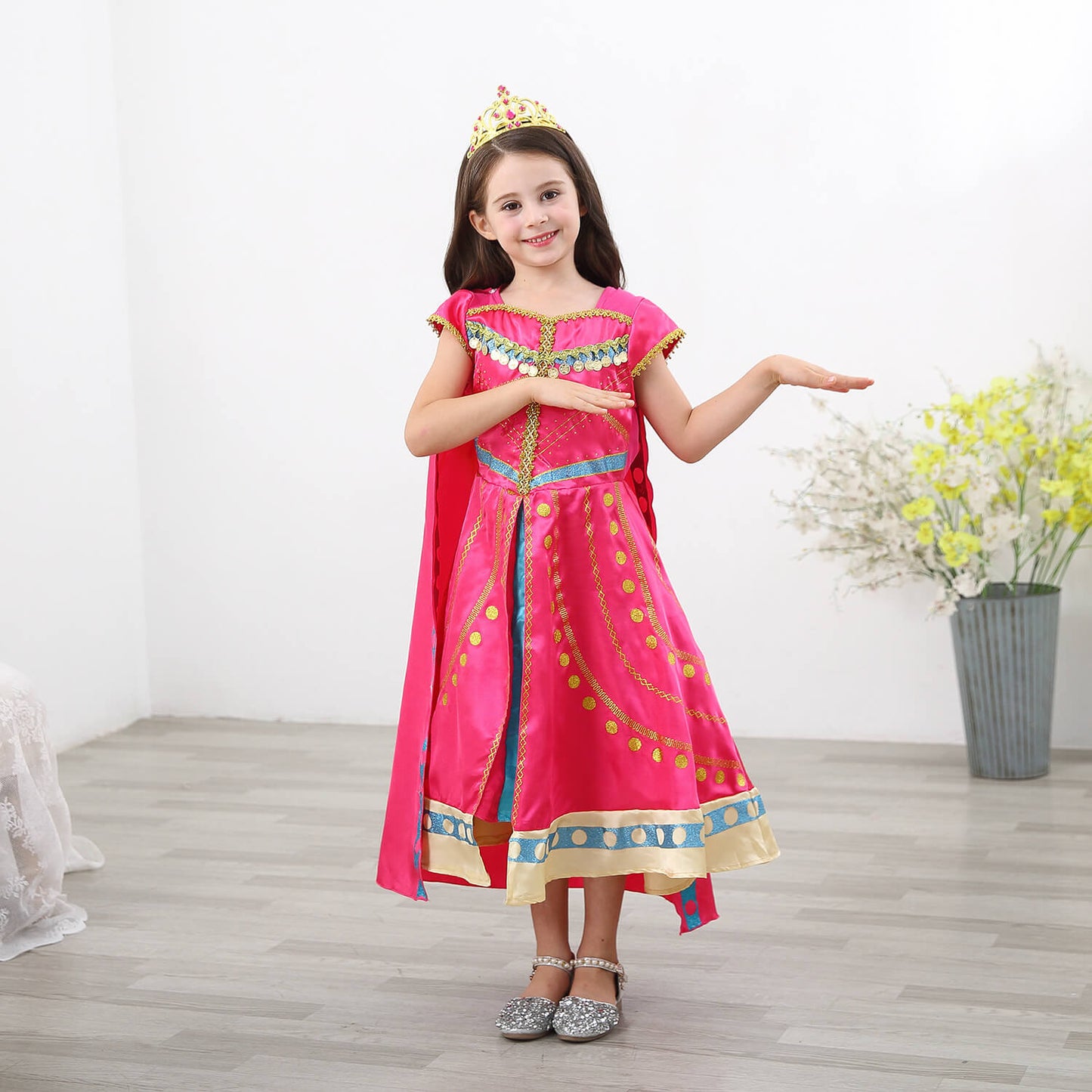 Role Playing Dress For Girls Kids Princess Costume Children Dress Up Halloween Party Outfits With Cloak