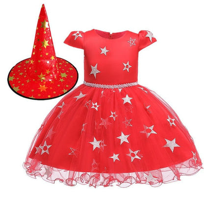 Kids Girls Halloween Party Cosplay Costume Dress With Hat