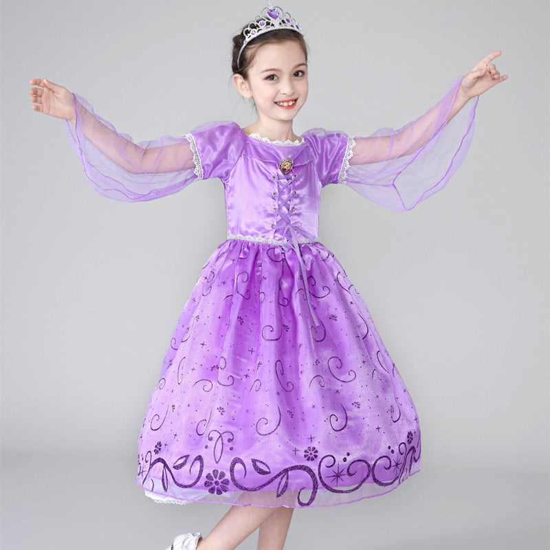 Girl Sofia Princess Dress up Cosplay Costume Halloween Christmas Suit