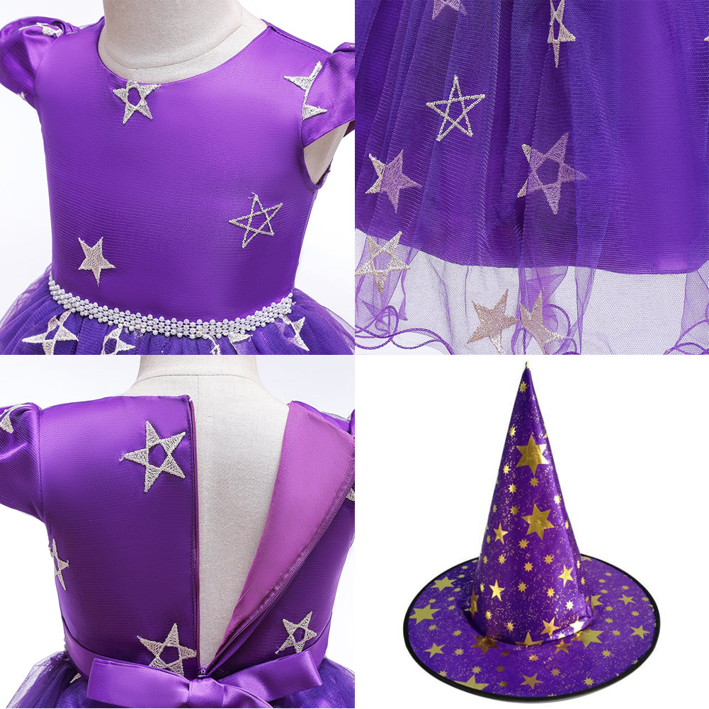 Halloween Costume - Toddler Halloween Party Purple Witches Witchery Hat and Costume Dress Set