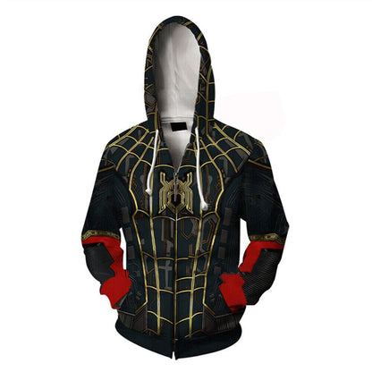 Adult Peter Parker Long Sleeve Hoodie and Zipper Jacket Superhero Spider Costume