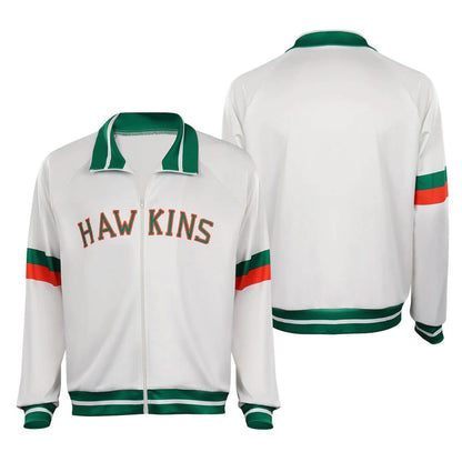 Adult Hawkins High Basketball Uniform Jason Andy Dark Green Jacket Demogorgon Monster T-Shirt