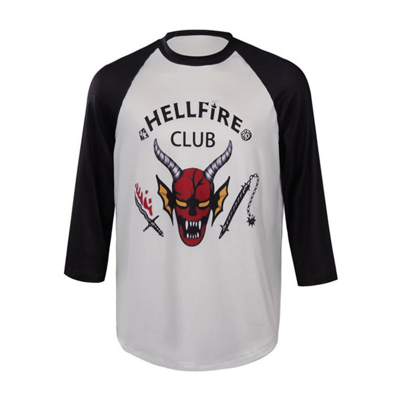 Adult Unisex Hellfire Club Hoodie Demogorgon Sweatshirt Short Sleeve Tops T-Shirt Baseball Tees