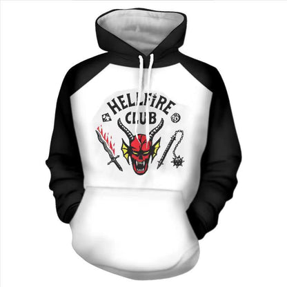 Adult Unisex Hellfire Club Hoodie Demogorgon Sweatshirt Short Sleeve Tops T-Shirt Baseball Tees