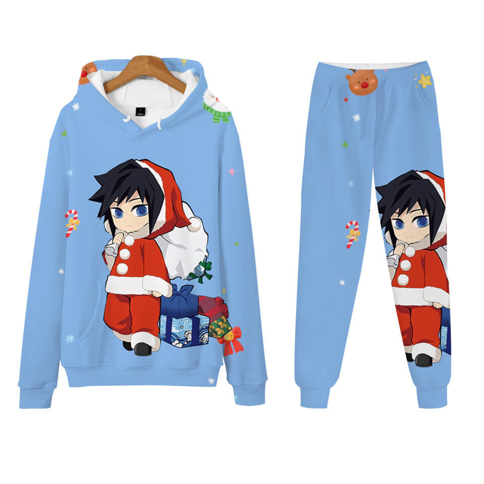 Adult Nezuko Tanjiro Christmas Hoodie and Pants Set Unisex Winter Thick Costume