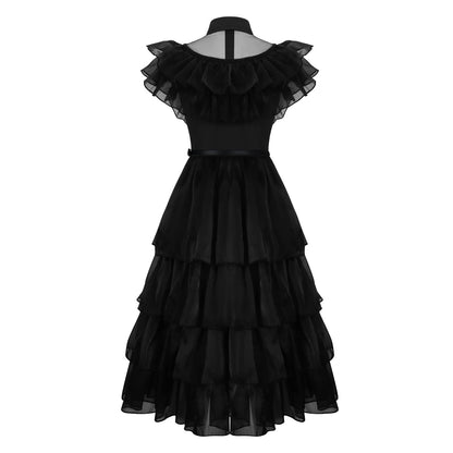 Wednesday Addams Dress Wednesday Costume Black Gothic Tulle Addams Cosplay Party Dress